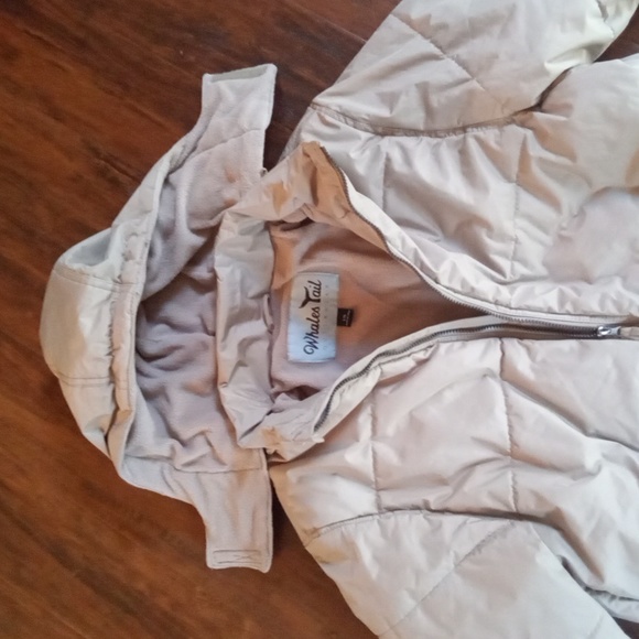 Whales Tail Cream Fleece Lined Hooded Puffer Cold Weather Coat Sz Large - Picture 2 of 10